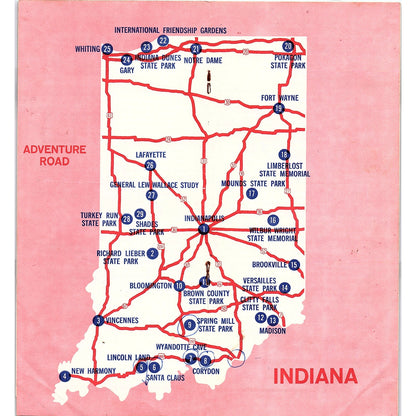 Indiana Adventure Road Travel Guide Vintage Travel Brochure TH2-TB5