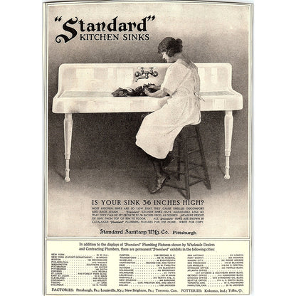 Standard Kitchen Sinks Standard Sanitary Mfg Co Pittsburgh PA c1920 Ad AF8-9