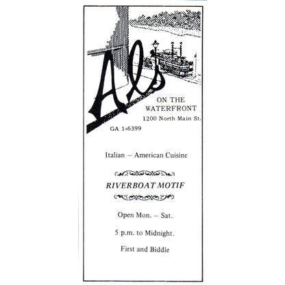 Al's on the Waterfront Riverboat Restaurant St. Louis 1971 Magazine Ad AD8-H4
