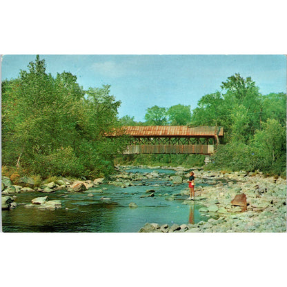 Covered Bridge at Lancaster NH Vintage Covered Bridge Postcard PC16