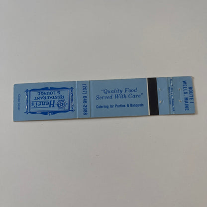 Henri's Restaurant & Lounge Wells Maine Vintage Matchbook TB6-MB2-9