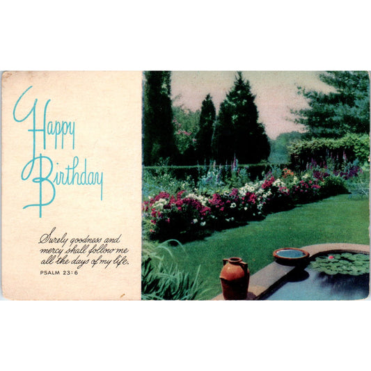 1964 Happy Birthday Psalm 23:6 Vintage Postcard PD3