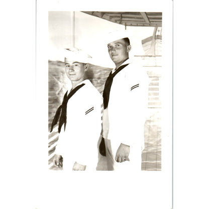 Two Sailors Aboard a Ship Antique RPPC Postcard PE7