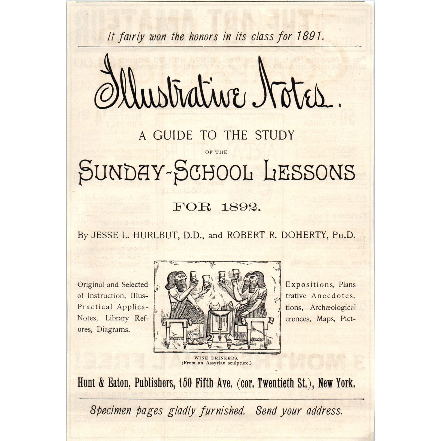 Sunday School Lessons Jesse L. Hurlbut Robert R. Doherty c1890 Victorian Ad AE8