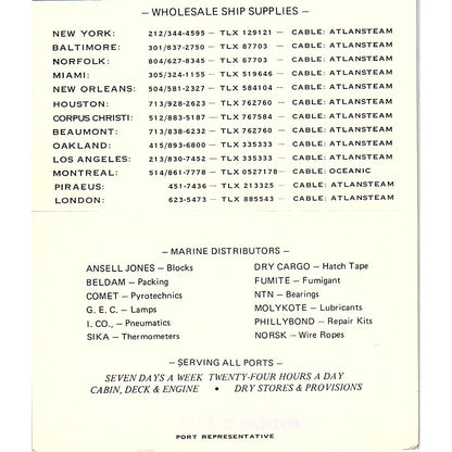 Atlantic Steamers Supply Co Corpus Christi Pavlos Pantos Business Card ML1-6