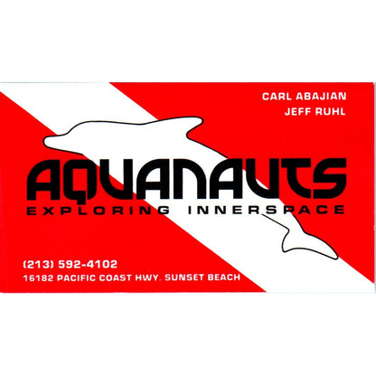 Aquanauts Carl Abajian Jeff Ruhl Sunset Beach Vintage Business Card SD8-B8