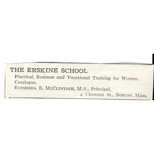 The Erskine School Boston MA Euphemia E. McClintock, M.A. c1920 Ad AG4-S6