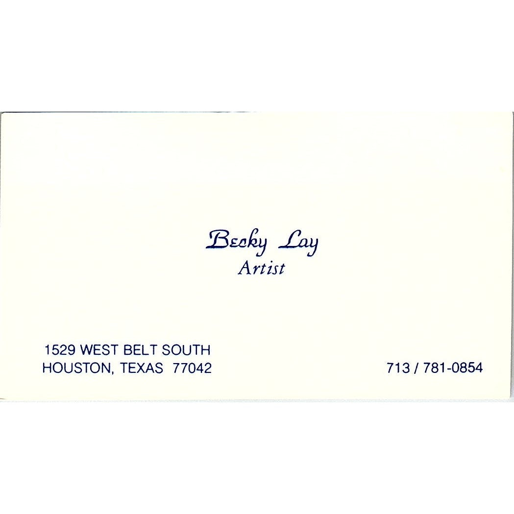 Becky Lay Artist Houston Texas Vintage Business Card SE3-B11