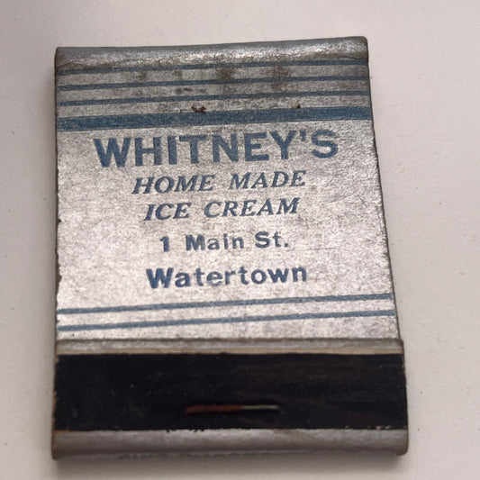 Whitney's Home Made Ice Cream Watertown Vintage Matchbook Cover TB8-MB-5
