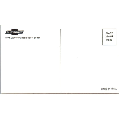 1974 Chevrolet Chevy Caprice Classic Sport Sedan Red Vintage Postcard PC11