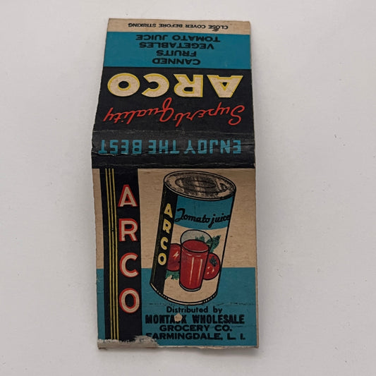 Arco Tomato Juice Montauk Grocery Farmingdale Long Island Matchbook TB8-MB-1