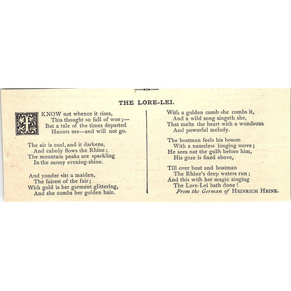 The Lore-Lei - Heinrich Heine 1884 Poem AG3-M4