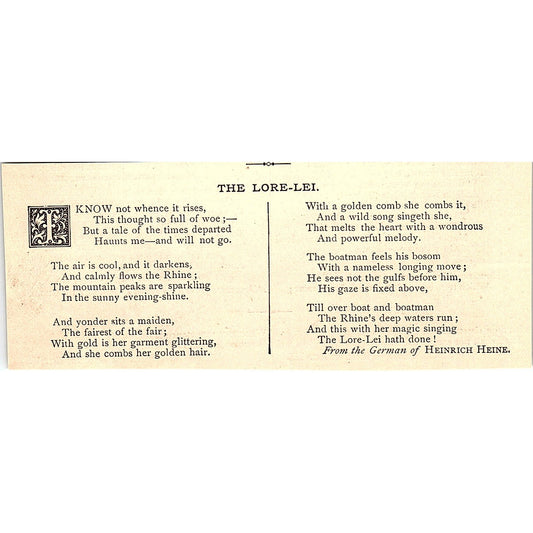 The Lore-Lei - Heinrich Heine 1884 Poem AG3-M4