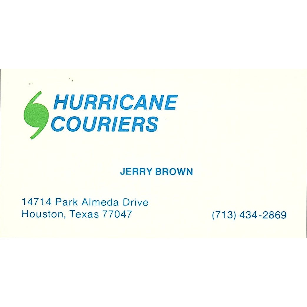 Hurricane Couriers Jerry Brown Houston Texas Vintage Business Card SB4-B5