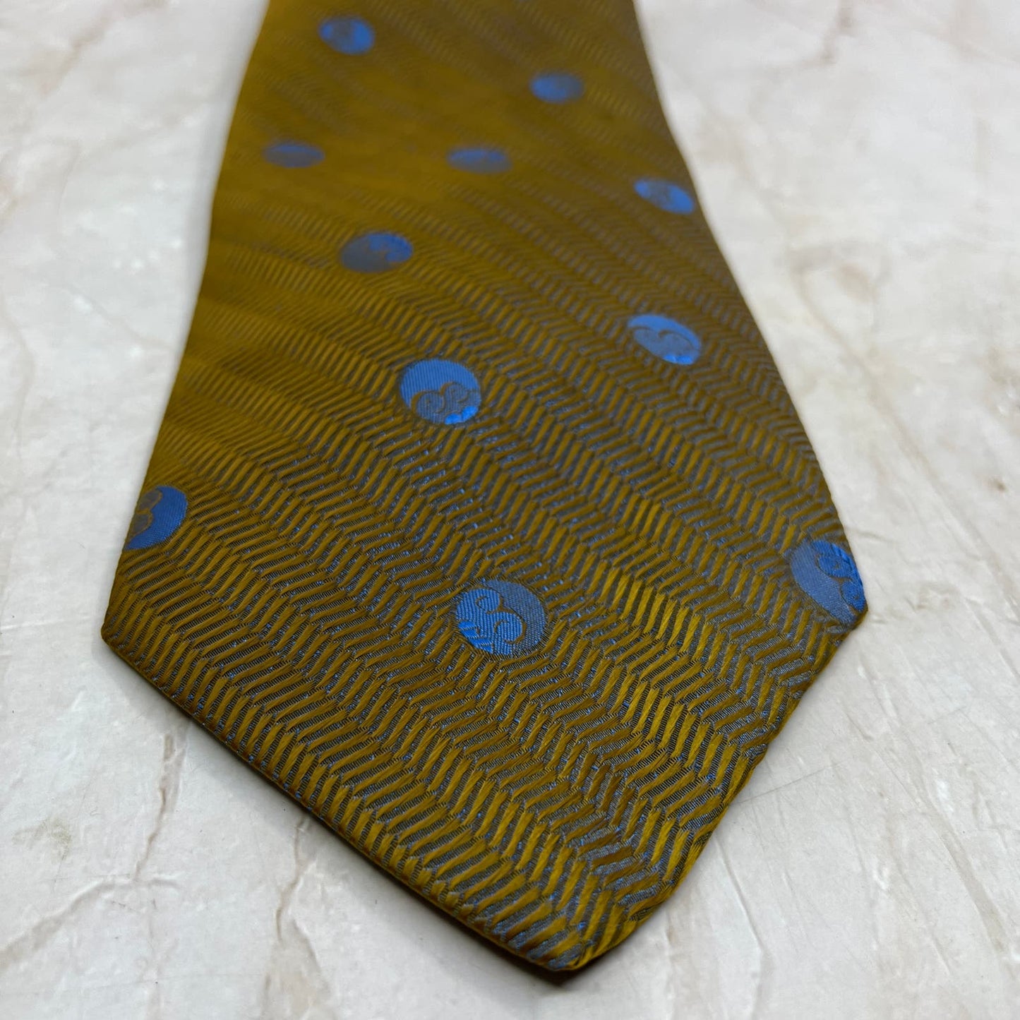 Retro Men's Towncraft Par Excellence Polyester Brown Blue Necktie Tie TG9-T1