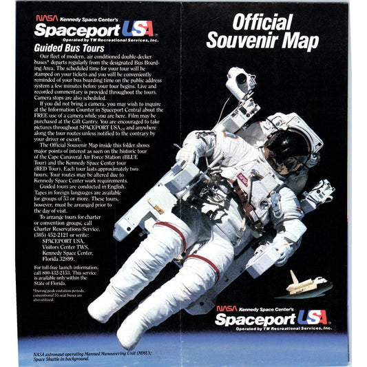 1986 NASA Kennedy Space Center Spaceport Official Souvenir Map Brochure TF4-BA