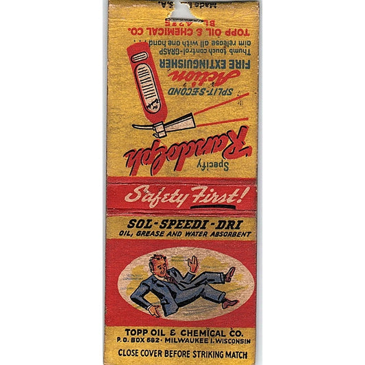 Topp Oil & Chemical Milwaukee Randolph Fire Extinguisher Matchbook Cover SC7-Y9