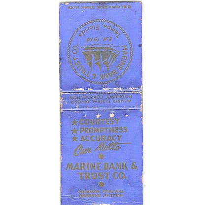 Marine Bank & Trust Tampa Florida Vintage Matchbook Cover SC7-Y10