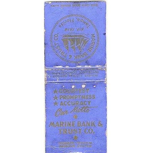 Marine Bank & Trust Tampa Florida Vintage Matchbook Cover SC7-Y10