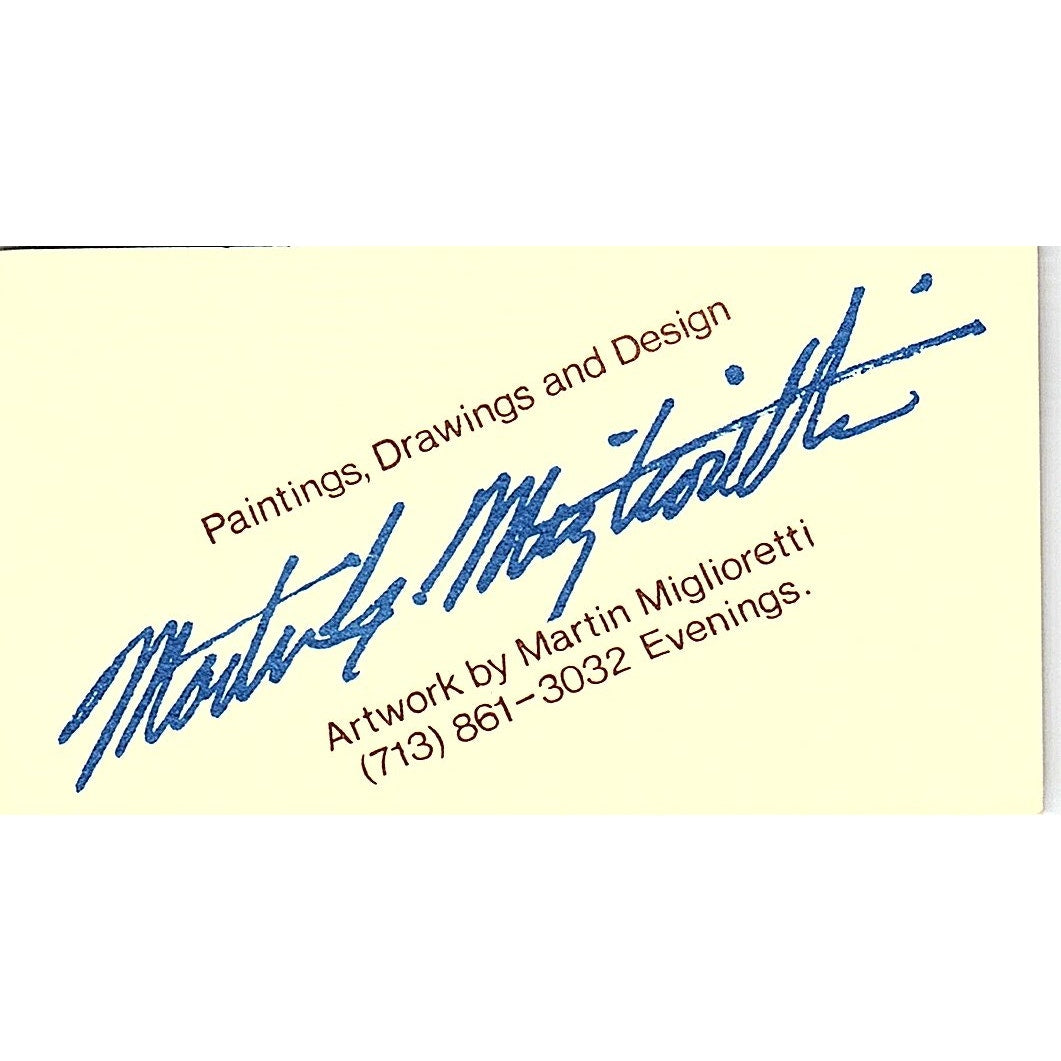 Martin Miglioretti Artist Houston TX Vintage Business Card SE3-B11