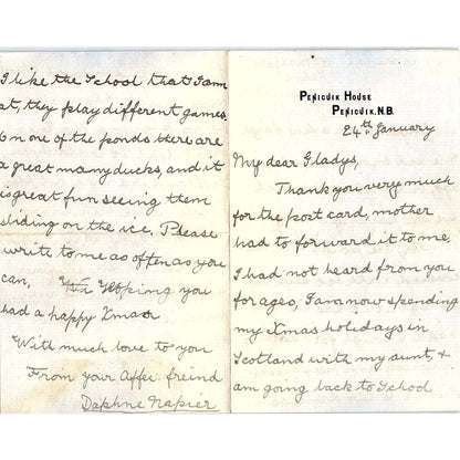 c1900 Handwritten Letter Penicuik House Daphne Napier Penicuik NB AF4-2