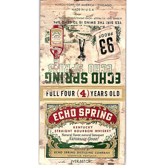 Echo Springs Distilling Company Louisville KY Vintage Matchbook Cover SF3-Y4