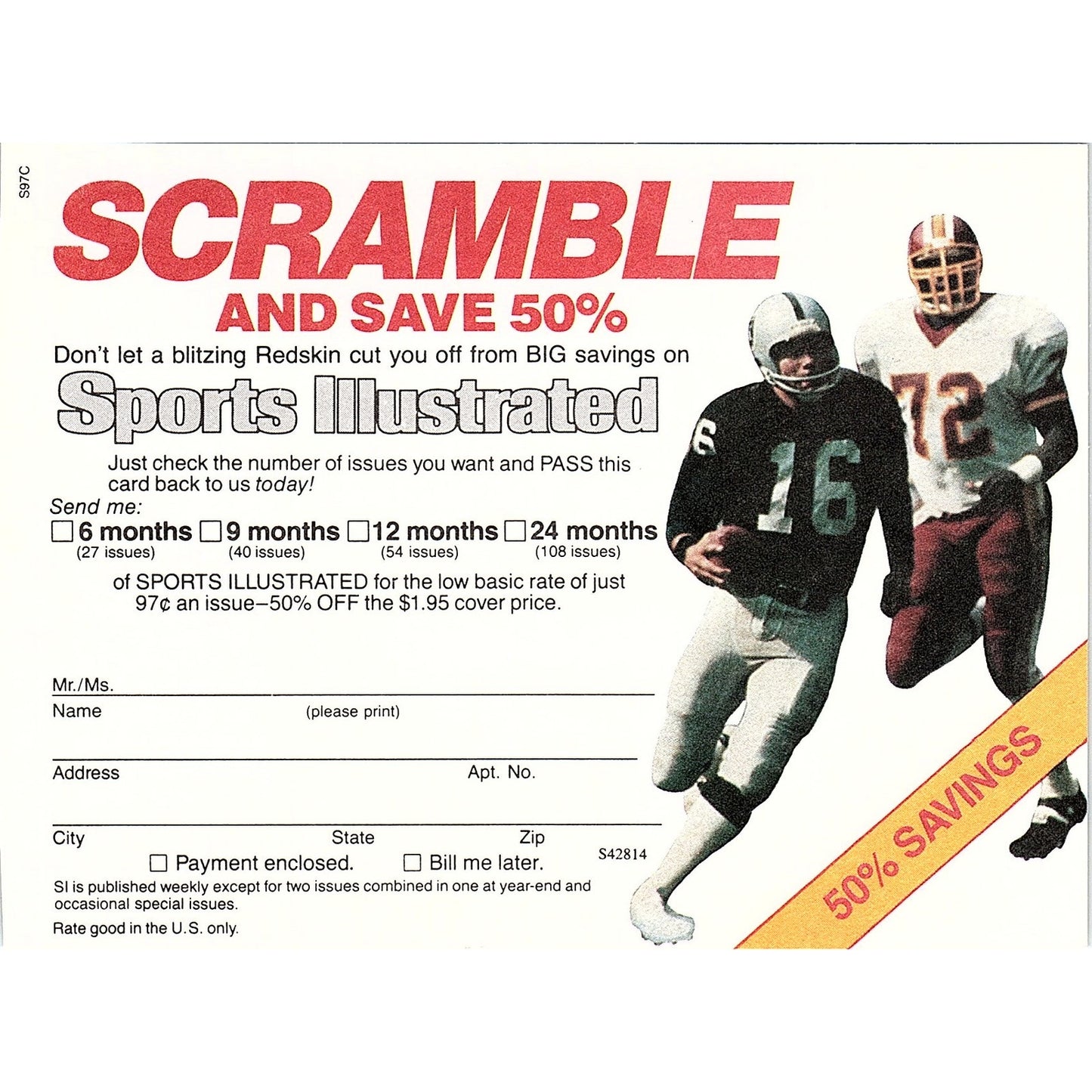 Sports Illustrated Scramble and Save Postal Mailing Card 1984 Ad AF8-H2