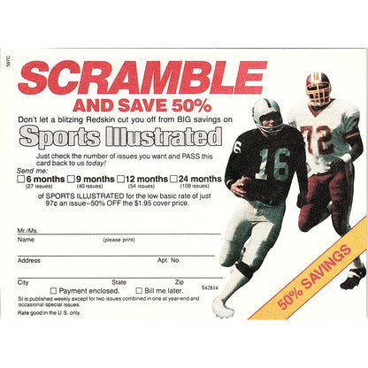 Sports Illustrated Scramble and Save Postal Mailing Card 1984 Ad AF8-H2