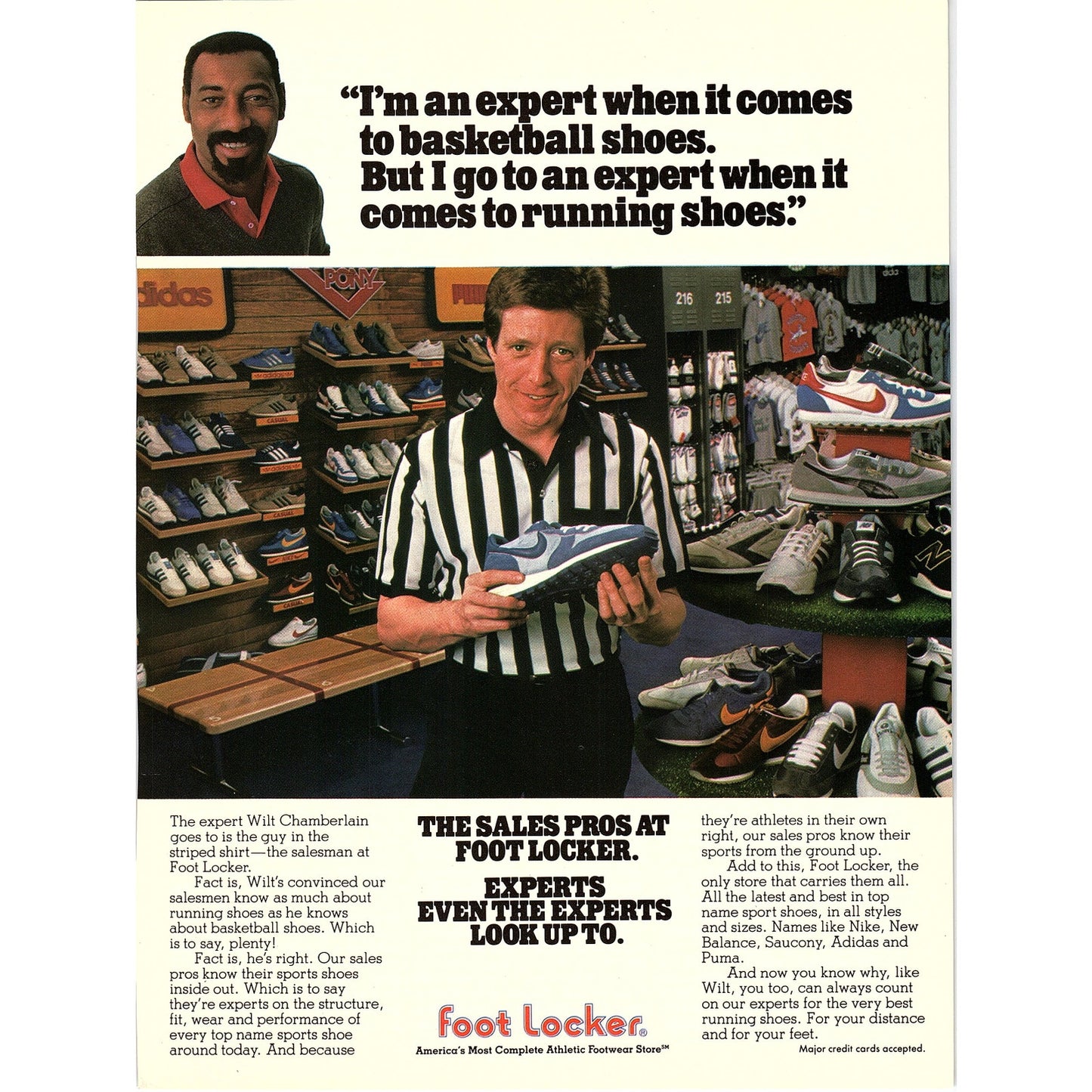 Footlocker Wilt Chamberlain Basketball Shoes 8x11" 1983 Ad D26