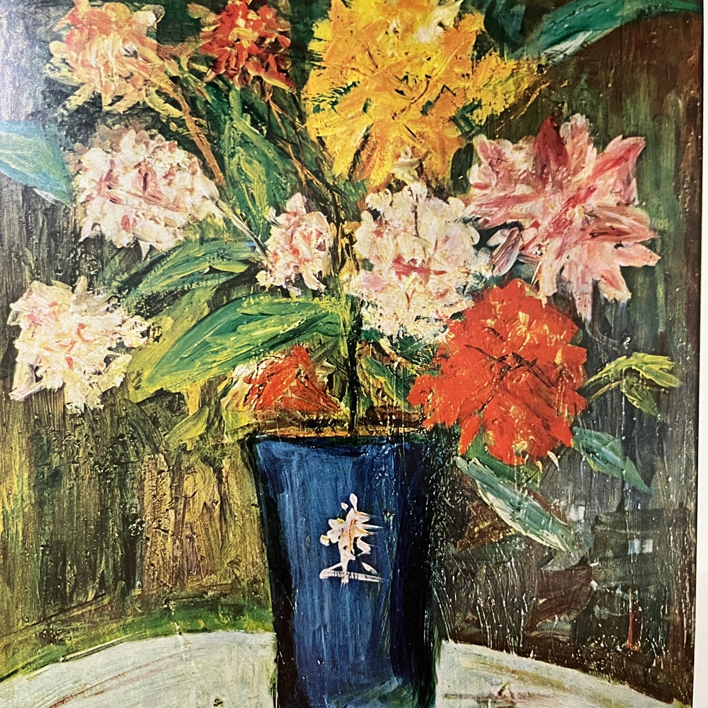 Roses and Jasmin in a Delft Vase Pierre-Auguste Renoir Vintage Art Print 9x12 V5