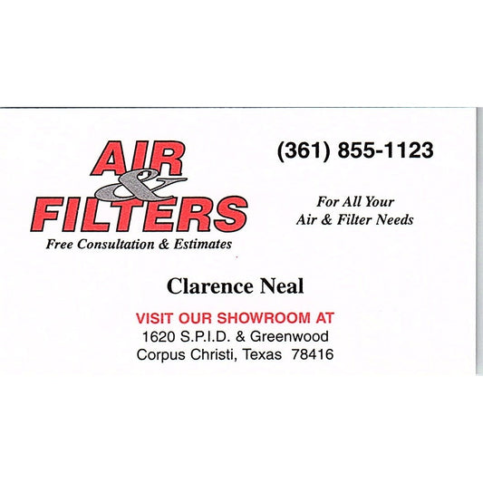 Clarence Neal Air & Filters Corpus Christi Vintage Business Card SC9-B9