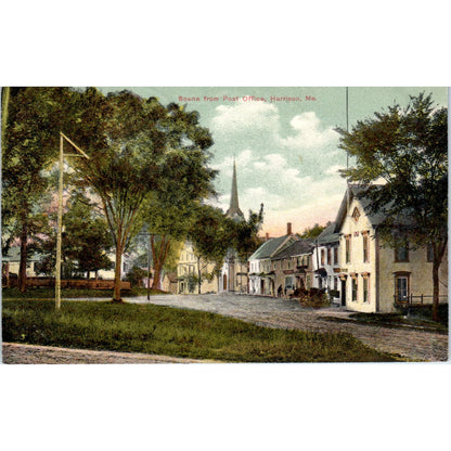 c1910 Scene from Post Office Harrison Maine Original Postcard PC10