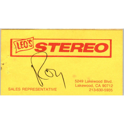 Leo's Stereo Roy Lakewood CA Vintage Business Card SD8-B5