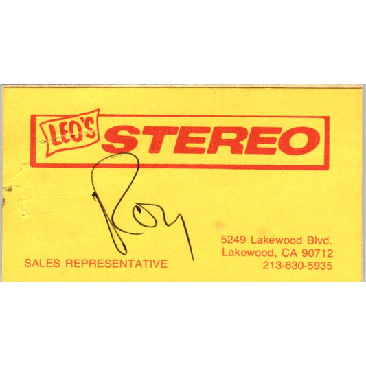 Leo's Stereo Roy Lakewood CA Vintage Business Card SD8-B5