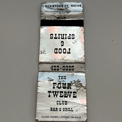 The Four Twelve Club Bar & Grill Fort Wayne IN Vintage Matchbook TB6-MB2-14
