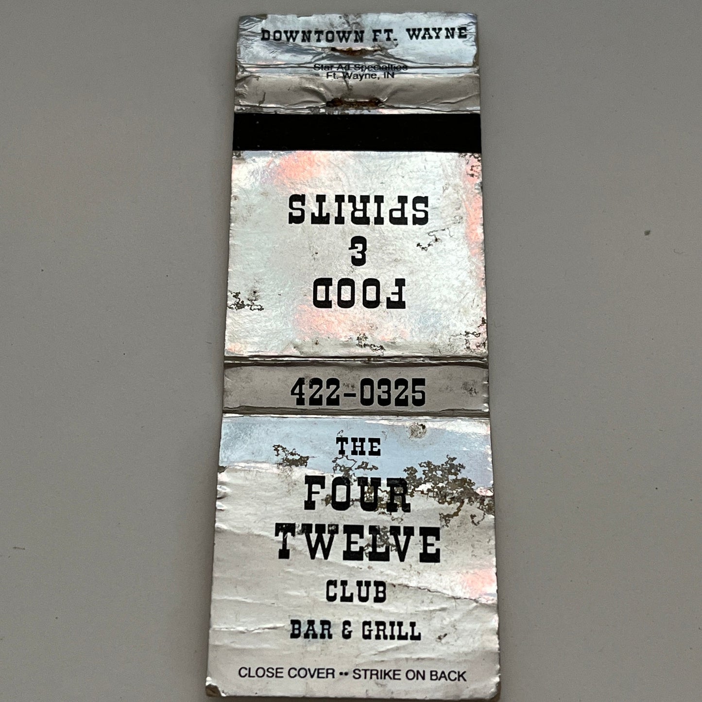 The Four Twelve Club Bar & Grill Fort Wayne IN Vintage Matchbook MB59-1