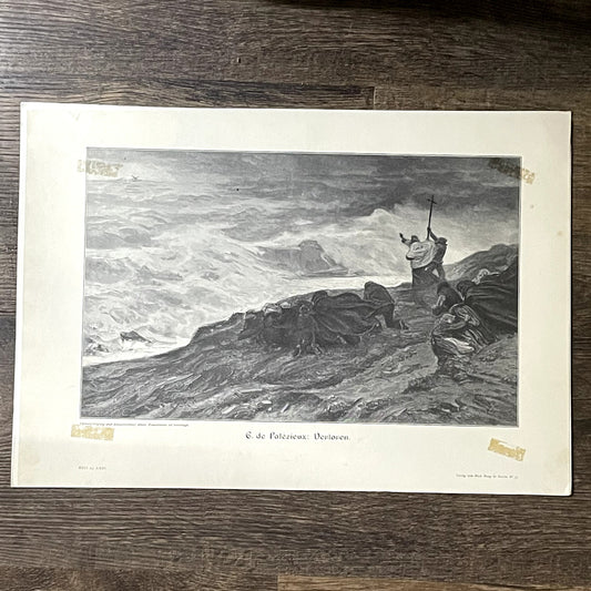E. de Palézieux: Verloren Vintage Art Print Engraving 11x16 V11
