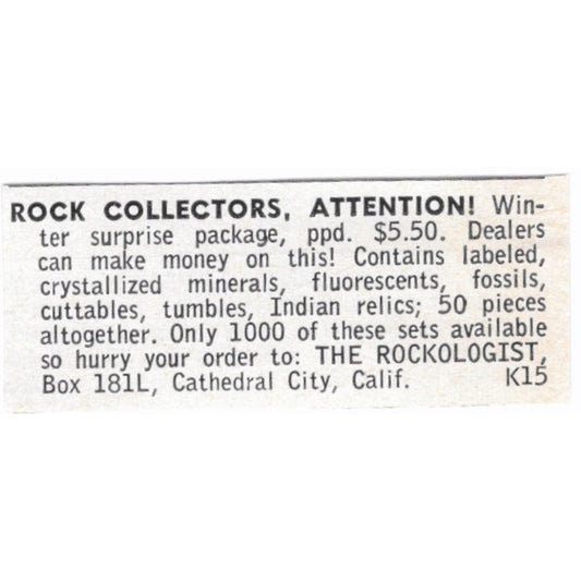 The Rockologist Lapidary Supply Cathedral City CA 1964 Magazine Ad AB6-LJS7