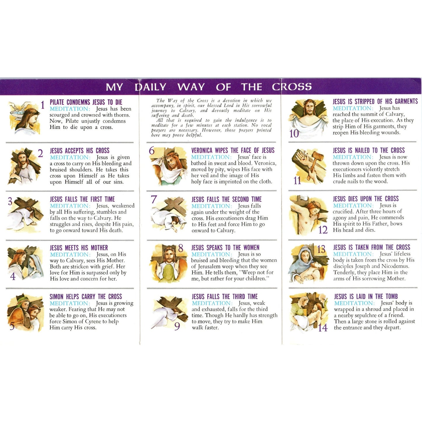 My Daily Way of the Cross Rev Carroll E. Satterfield Vintage Leaflet TH2-PC2