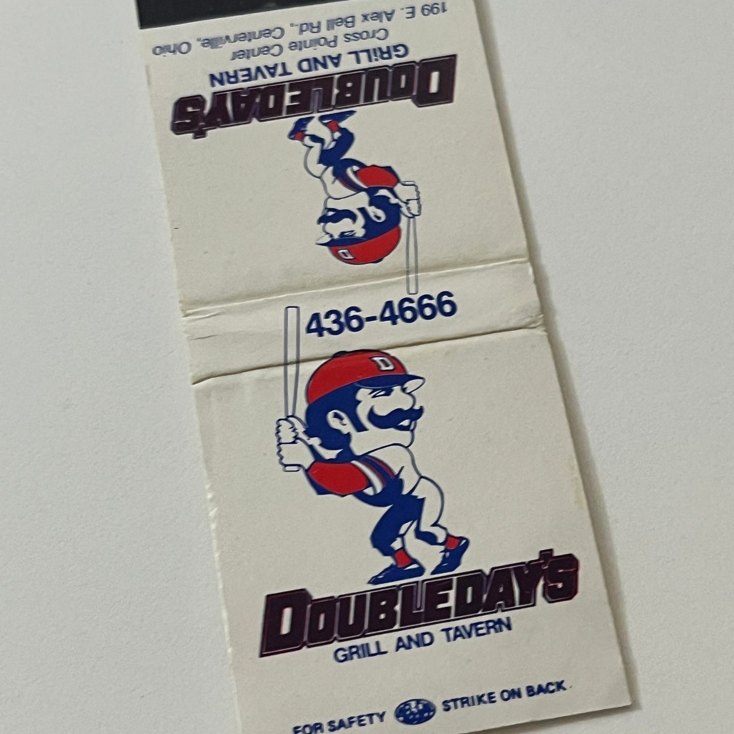 Doubleday's Grill & Tavern Cross Pointe Center Centerville Matchbook MB59-4