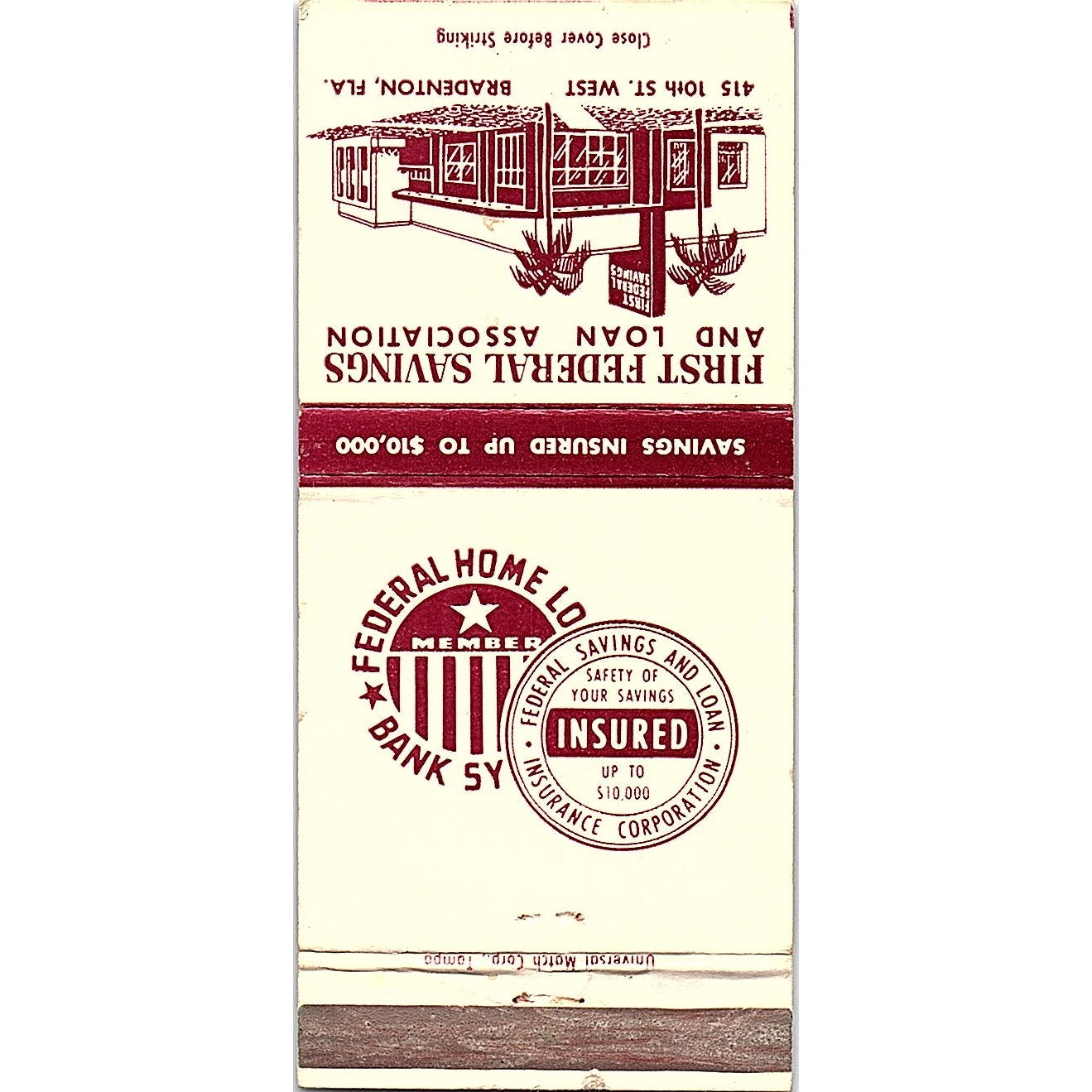 First Federal Savings & Loan Bradenton FL Vintage Matchbook Cover SC7-Y3