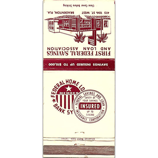 First Federal Savings & Loan Bradenton FL Vintage Matchbook Cover SC7-Y3