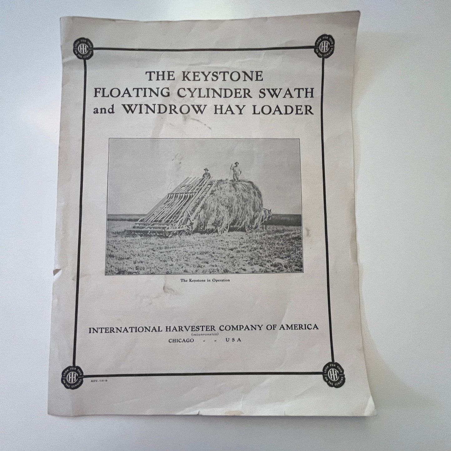 Keystone Floating Cylinder & Hay Loader International Harvester Leaflet K23