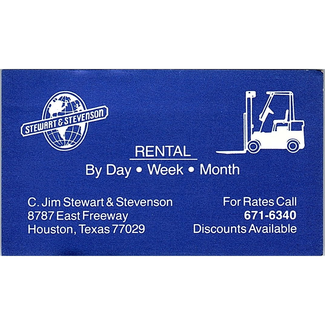 C. Jim Stewart & Stevenson Rental Houston Texas Vintage Business Card SB4-B4