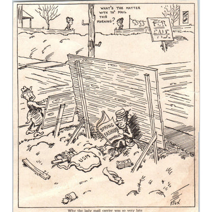 Female Postal Worker Joke Humor Cartoon Comic 1918 Magazine Clip AF1-WH1