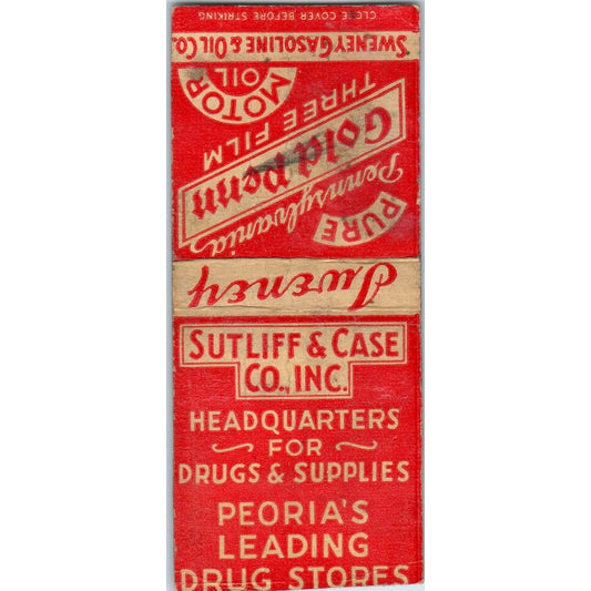 Sutliff & Case Co Inc Peoria Drug Stores IL Vintage Matchbook Cover SD4-Y14