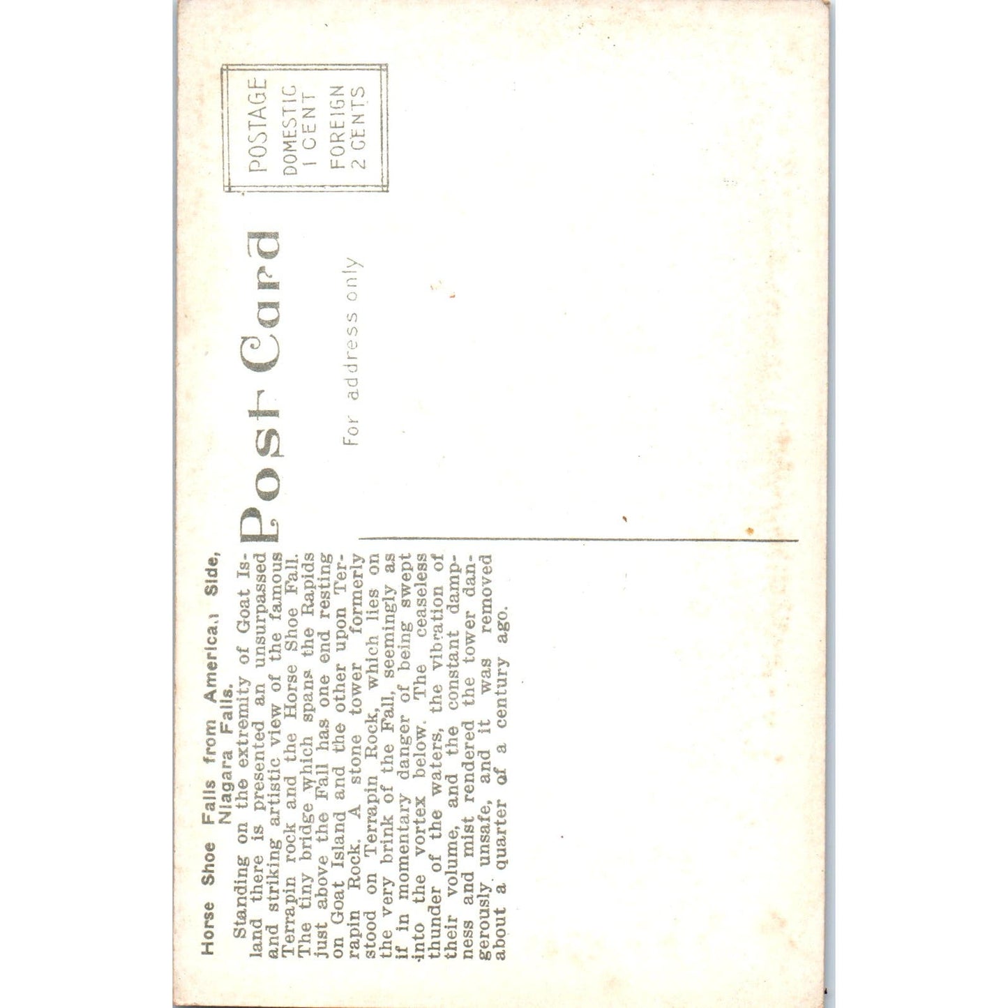 c1910 Horse Shoe Falls Goat Island Niagara Falls NY Original Postcard PC10