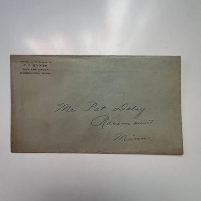 c1910 J.J. Hynes Hay and Grain Rosemount MN Envelope AJ4-H2