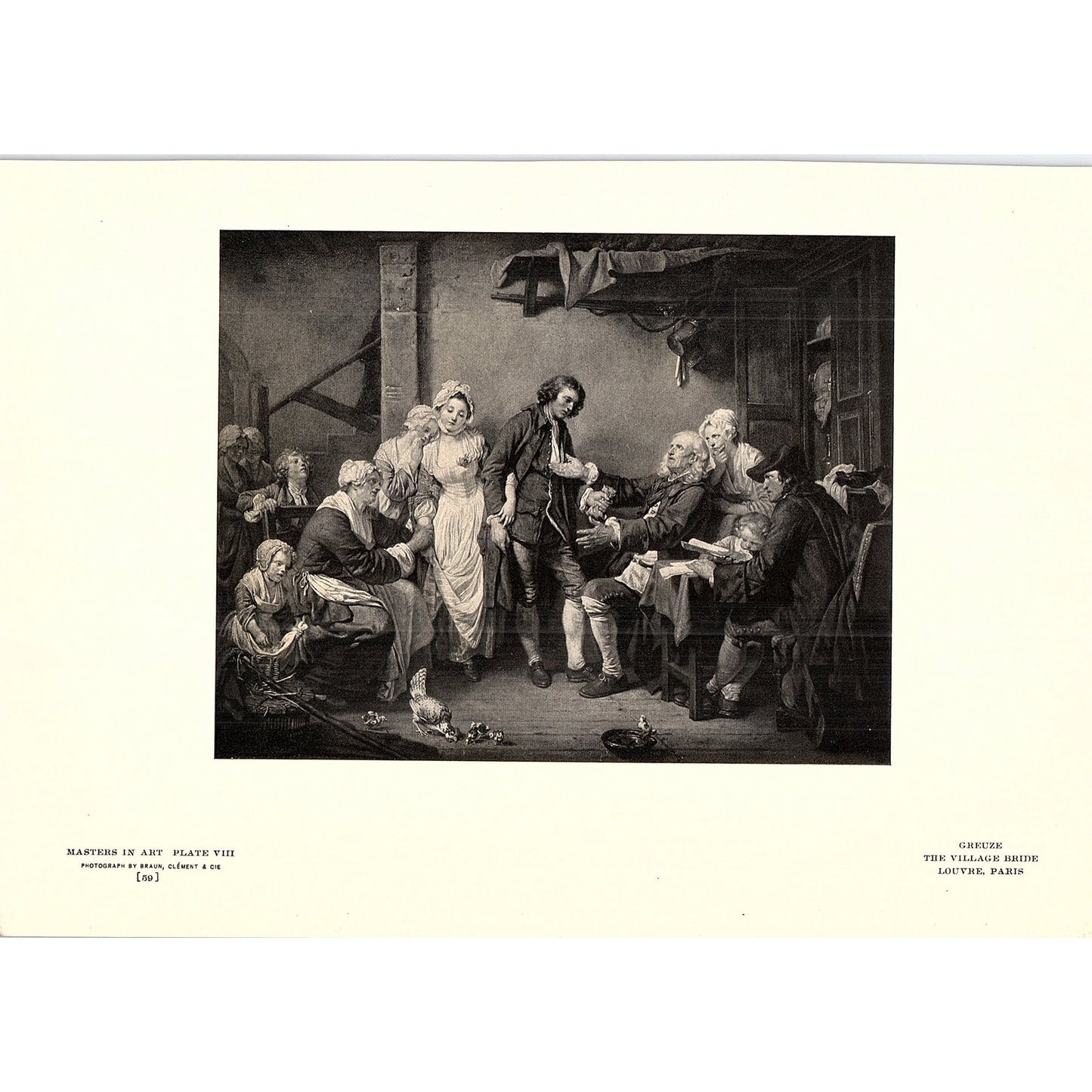 The Village Bride - Greuze - 1904 Litho Art Print AF5-6