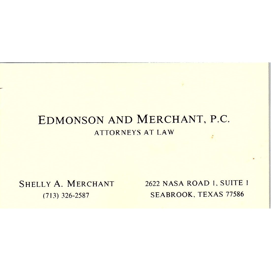 Shelly A Merchant Attorney Seabrook TX Vintage Business Card SE3-B12